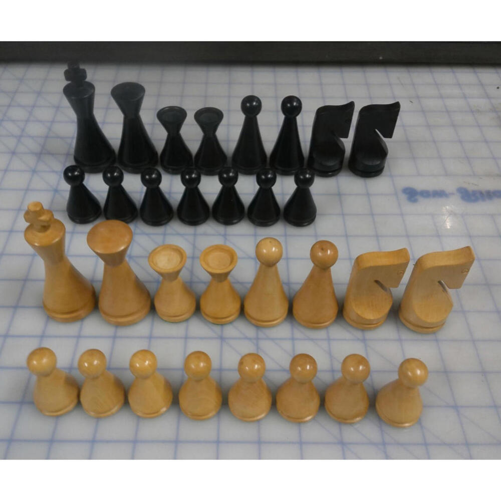 31 Wooden Chess Pieces Set | Black & Natural | King 4 Inches | 1 Missing